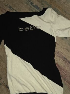 bebe Black and White Logo Pullover